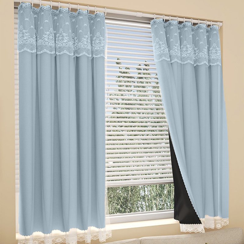Double Layer Blackout Curtains for Bedroom Bay Windows - Thermal Insulated, No Drill, Rental Friendly Drapes