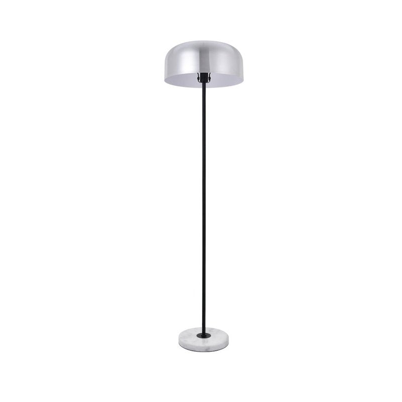 Contemporary Brushed Nickel Floor Lamp with Marble Base & Dome Shade