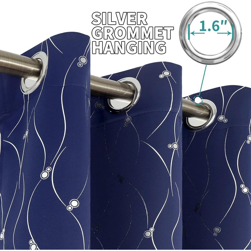 Thermal Insulated Blackout Curtains Set for Bedroom - Grommet Room Darkening Window Drapes