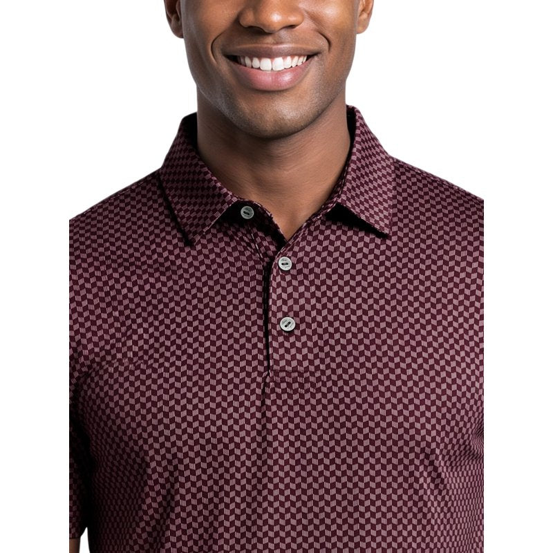 Men's Performance Herringbone Print Golf Polo Shirt - Short Sleeve Activewear