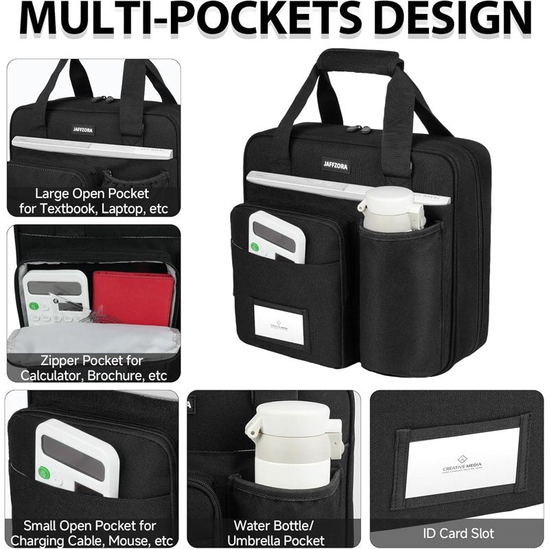 3 Inch D-Ring Zipper Binder Bag with 700 Sheet Capacity and Multiple Pockets