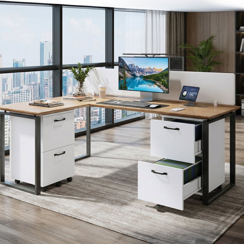 2-Drawer Lockable Rolling File Cabinet for Home Office Storage