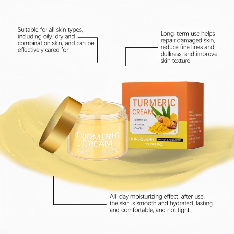 Turmeric Face Moisturizer Cream - Brightening & Soothing for All Skin Types 1.76oz