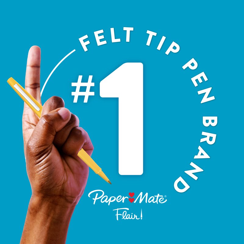 Paper Mate Flair Felt Tip Pens, Medium Point 0.7mm, Black, 12 Count