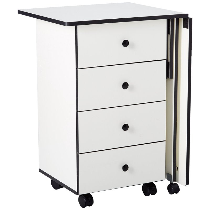 Portable Sewing Table with Storage and Locking Casters - 44x16x29 Inches