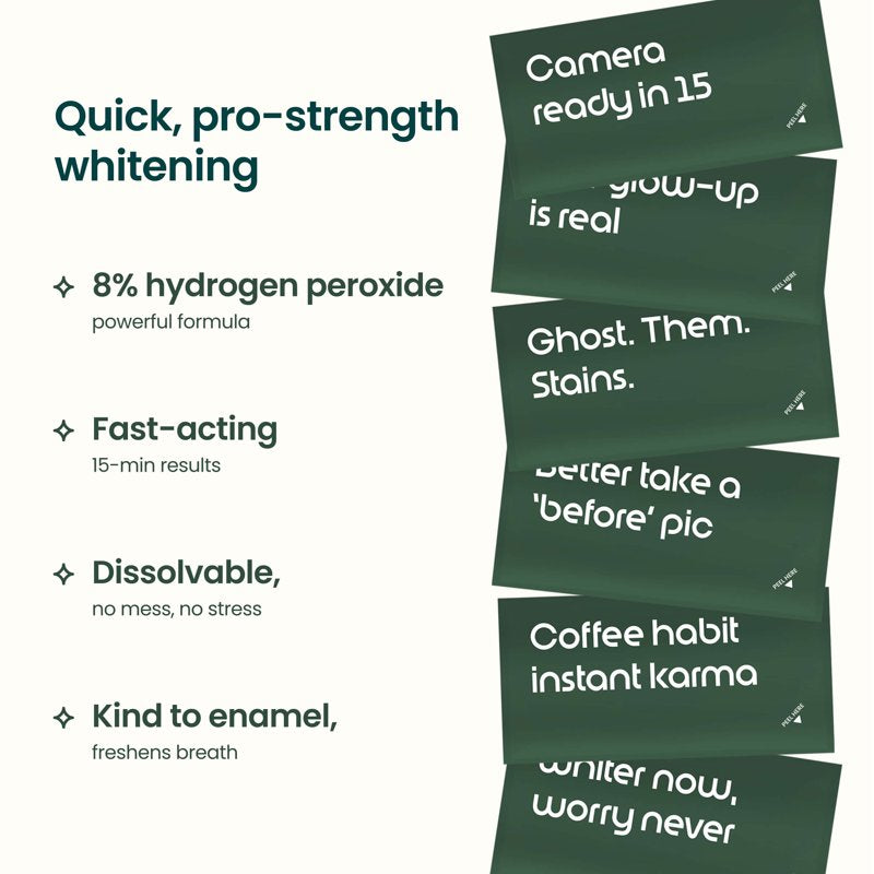 Whitening Strips - Fast 3X Whiter Teeth with 8% Hydrogen Peroxide, 20 Count