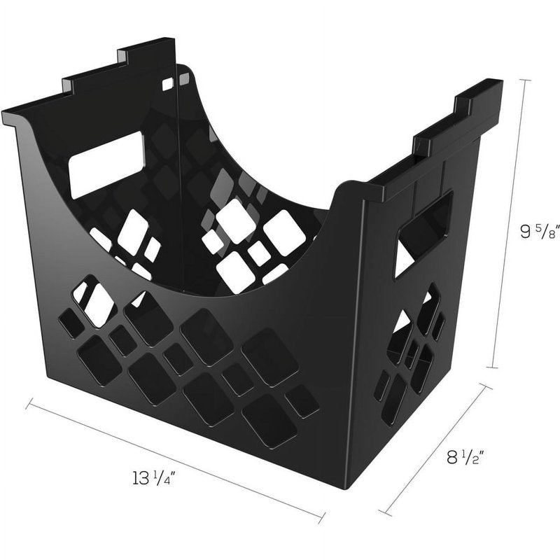 Hanging File Holder with 3 Compartments - Recycled Plastic, Black, 9.6x8.5x13.25 Inches