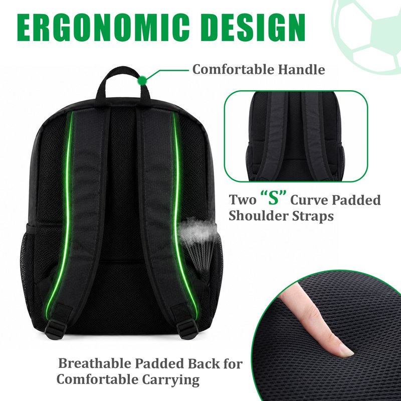 Soccer Bag with Ball Holder & Shoe Compartment Water-Resistant Sports Backpack