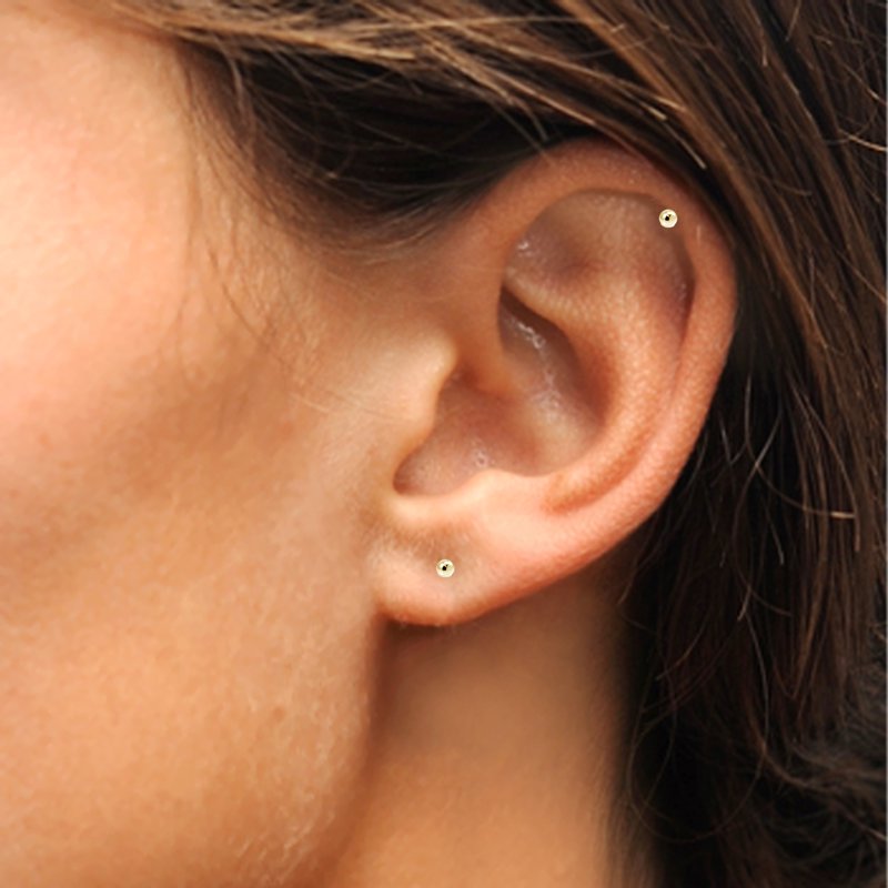 Set of 5 Small 2mm Ball Bead Silver Stud Earrings - Dainty Jewelry
