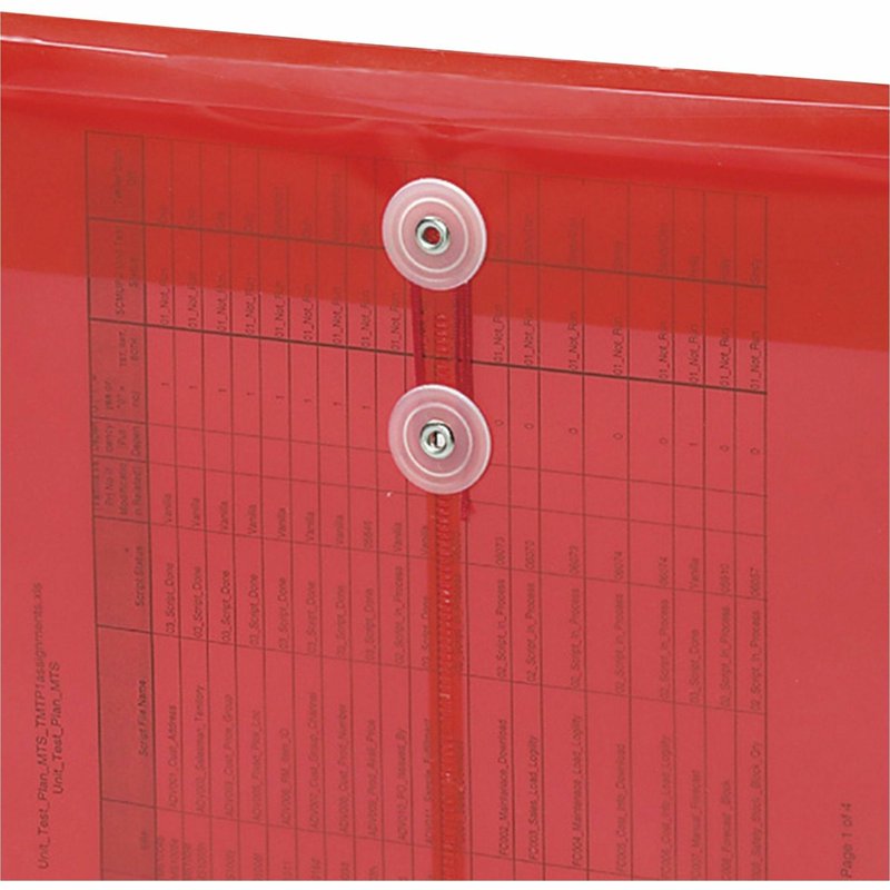Poly Envelope with String Tie Closure - Red, 5 Pack, 200+ Sheet Capacity