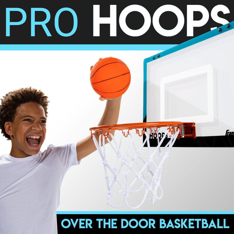 Indoor Over The Door Mini Basketball Hoop Set with Mini Ball & Pump - Kids & Office