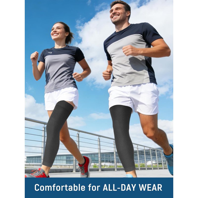 Full Leg Compression Sleeve for Athletic Recovery and Support, Fits Thigh, Knee & Calf