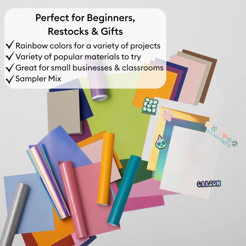 Cricut Deluxe Craft Materials Bundle with Vinyl & HTV for Maker & Explore