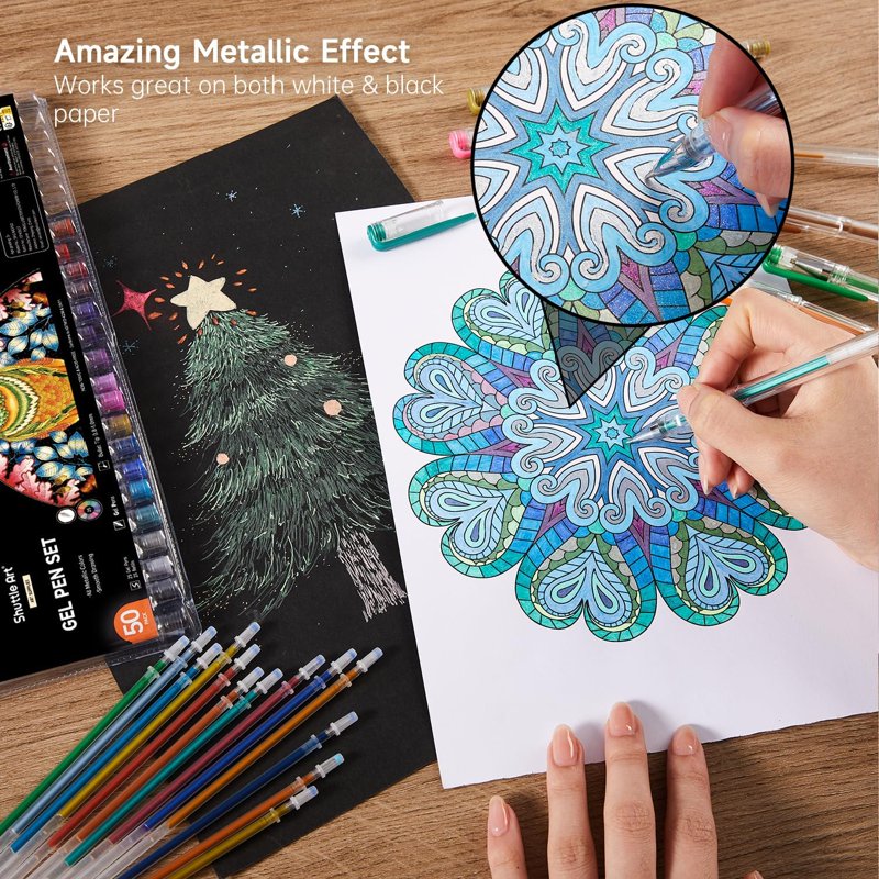 Metallic Gel Pens Set - 50 Colors for Art & Craft Projects