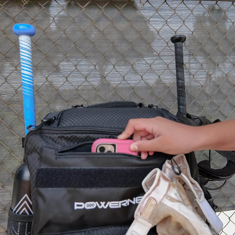 Softball Baseball Gear Rolling Bag with Multiple Pockets & Hanging Hooks