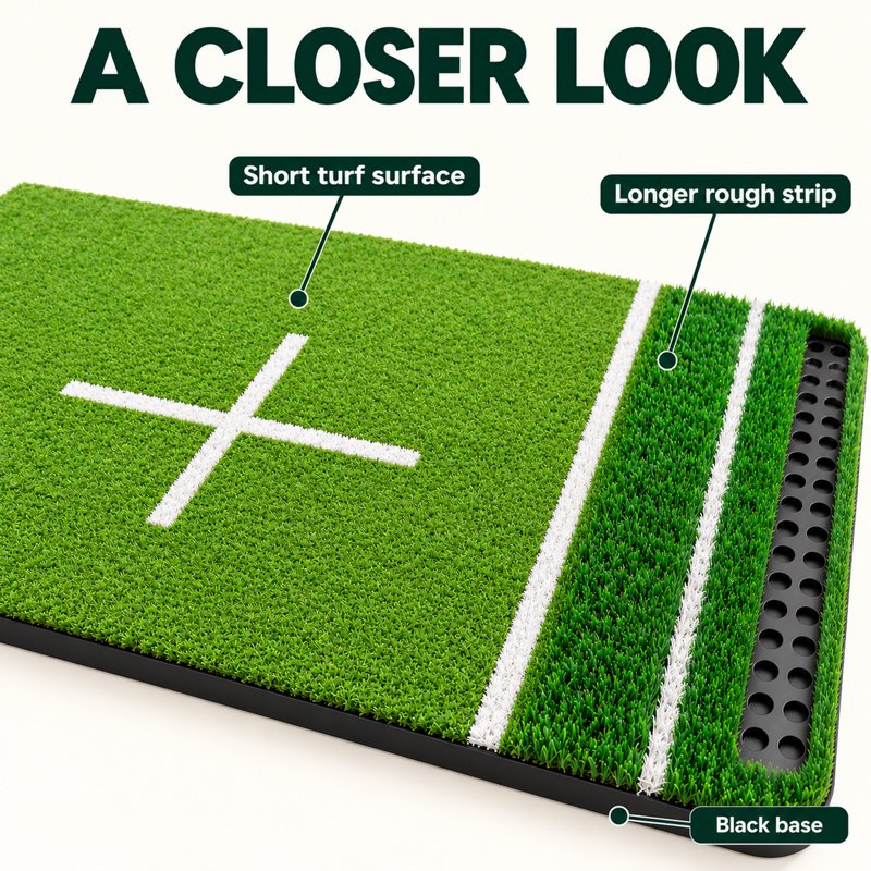 Orfeld 5.2 x 4 ft Dual-Turf Golf Hitting Mat with EVA Base, 10 Hitting Positions