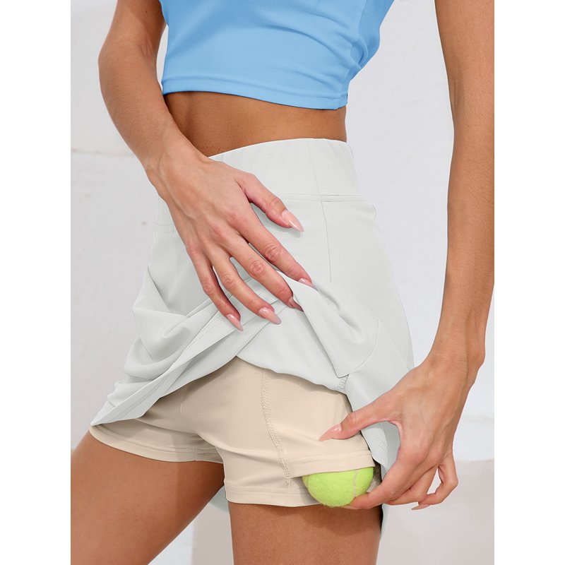 Women's 2-in-1 High-Waisted Tennis Skort with Pockets - Athletic Golf Skirt