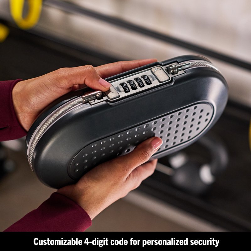 Portable Safe with Resettable Combination - Water-Resistant Travel Security Lockbox