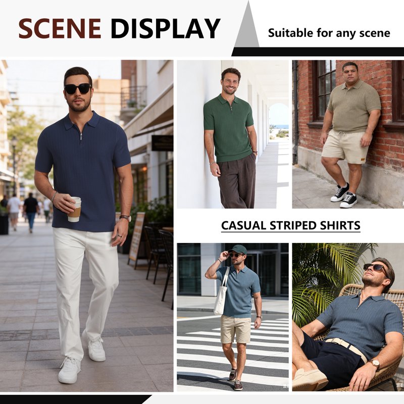 Men's Lightweight Viscose Polo Shirt - Casual Short Sleeve Golf & Summer Wear