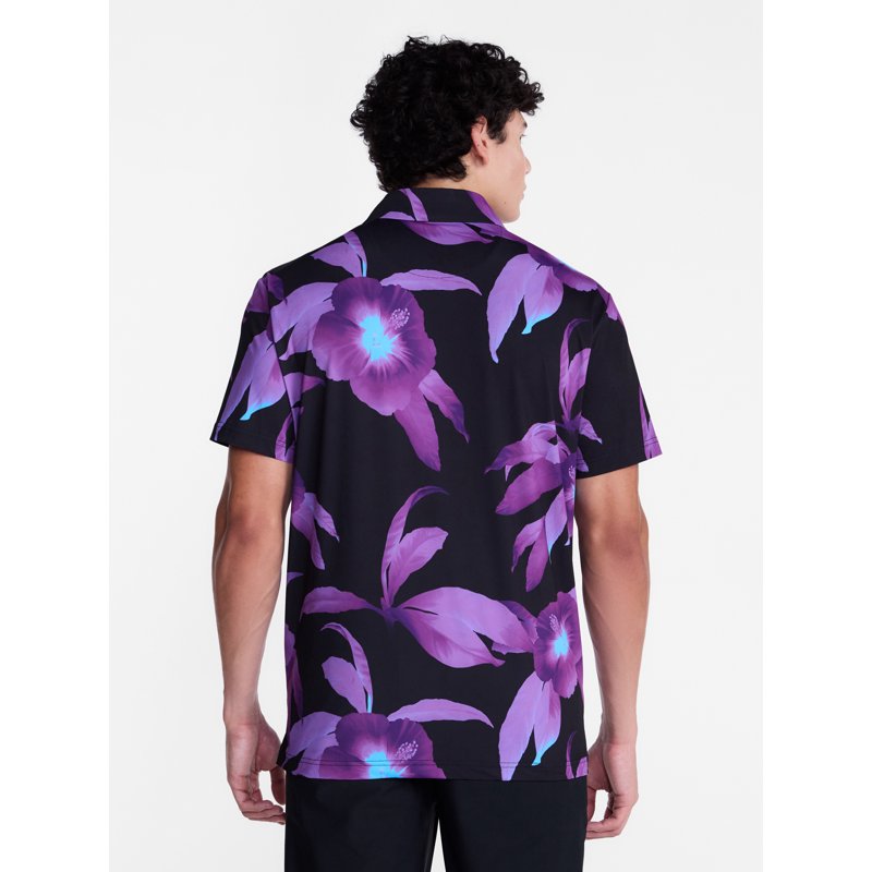 Men's Polo Shirt with UPF 50+ Sun Protection and Floral Print