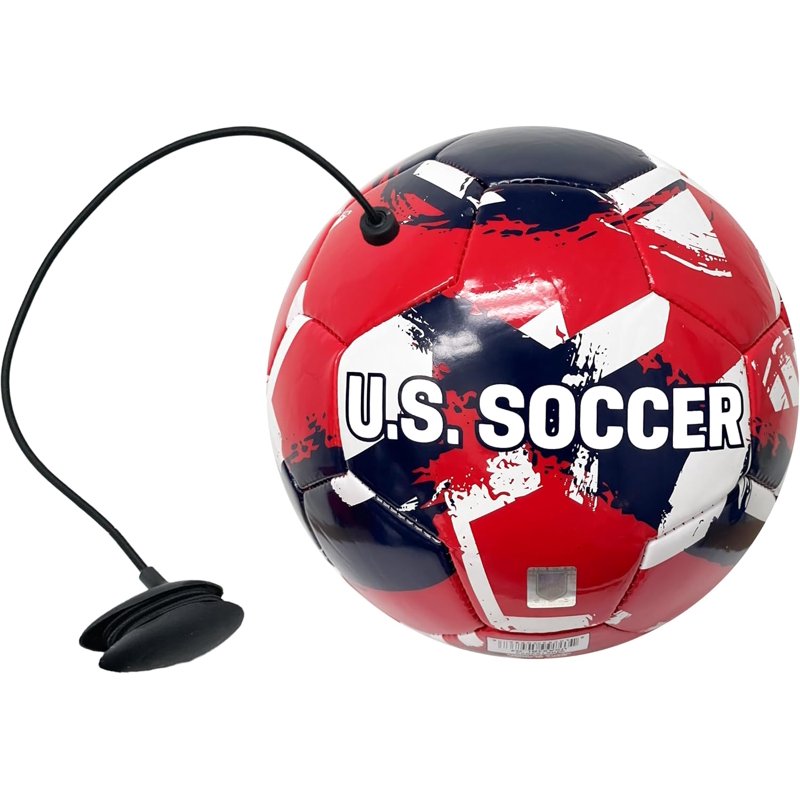 Soccer Training Ball Size 4 with Retractable Cord - PVC, US Soccer Decal