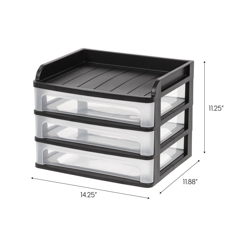 Medium 3-Drawer Desktop Organizer with Open Tray Top - Space-Saving Storage Solution