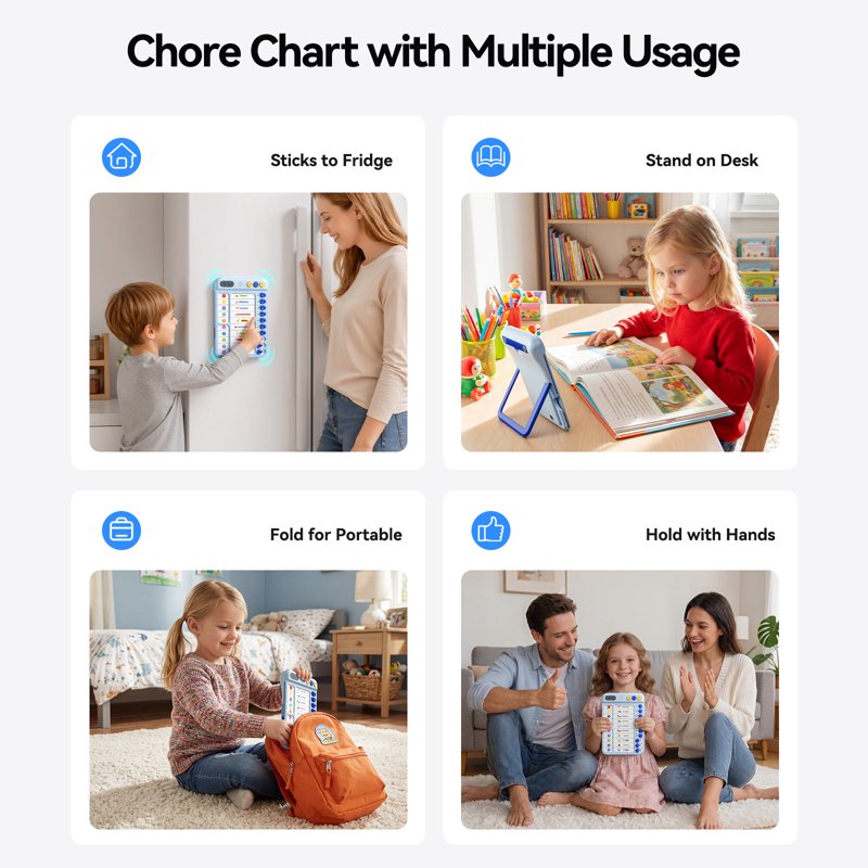 Magnetic Chore Chart with Timer ADHD Visual Schedule Daily Routine Planner