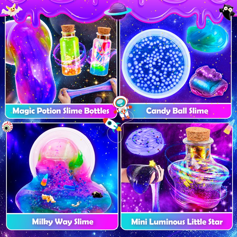 Galaxy Slime Making Kit for Kids Ages 6-12 - DIY Craft & Stress Relief Toy