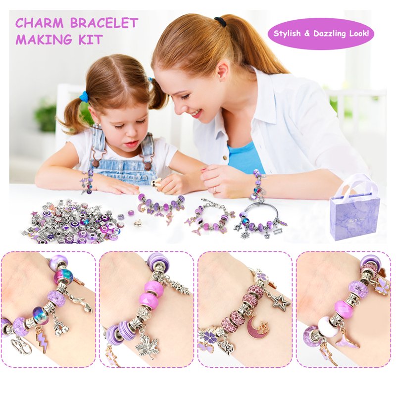 Kids Bead Jewelry Making Kit - DIY Bracelets & Charms for Girls 8-12 Years