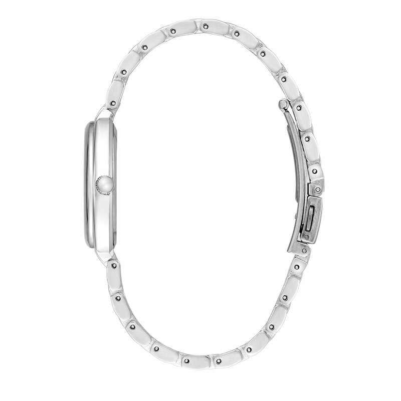 Women's Silver-Tone Wristwatch with Blue Dial and Stainless Steel Bracelet