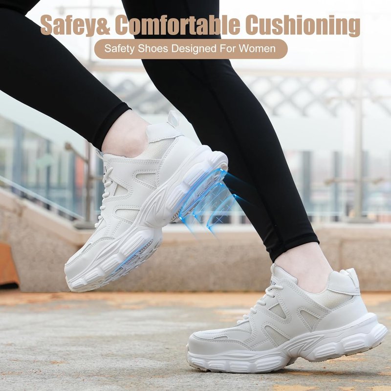 Steel Toe Work Sneakers for Men Women Anti-Slip Puncture-Proof Safety Shoes Lightweight Breathable Construction