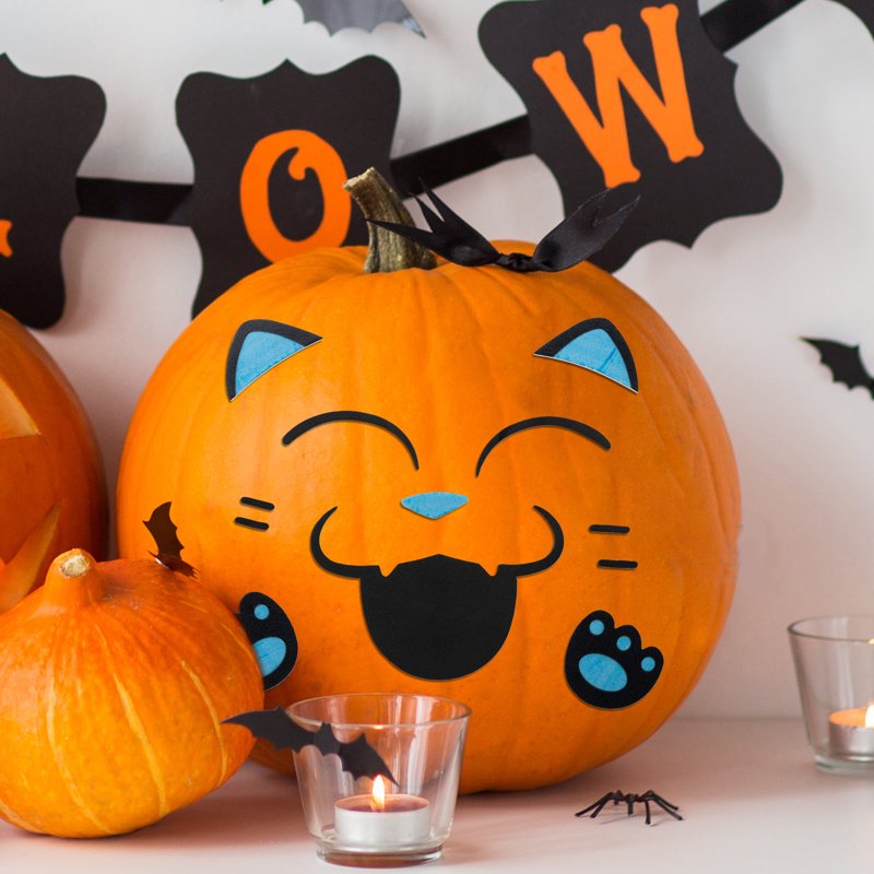 Joyfy 15 Pack Halloween Foam Pumpkin Decorating Stickers - 15 Designs, Jack O Lantern Face Craft Kit for Kids