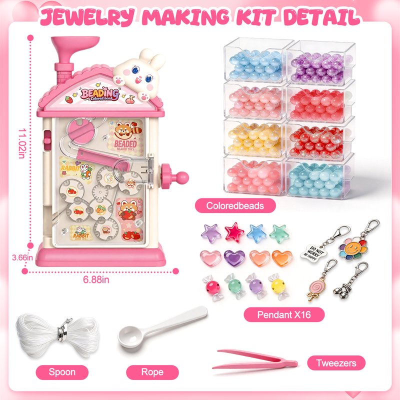 Kids Jewelry Making Kit with Bracelet Maker Machine & Beads - Creative Craft Toy for Ages 3-12