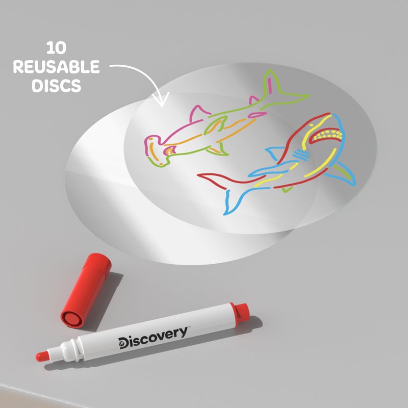 Children's Doodle Projector Light Art Station - Reusable Discs & Markers