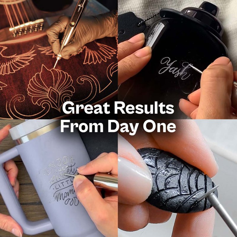 DIY Engraving Starter Kit with 15 Bits, Practice Materials & Accessories