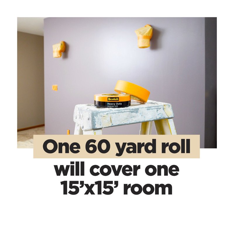 Scotch Heavy Duty Masking Tape, 1.88 in x 60 yd, Orange - 6 Rolls