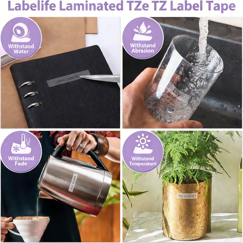 4 Pack Compatible Label Tape for Dymo LetraTag 12mmx4m Transparent Plastic Refills