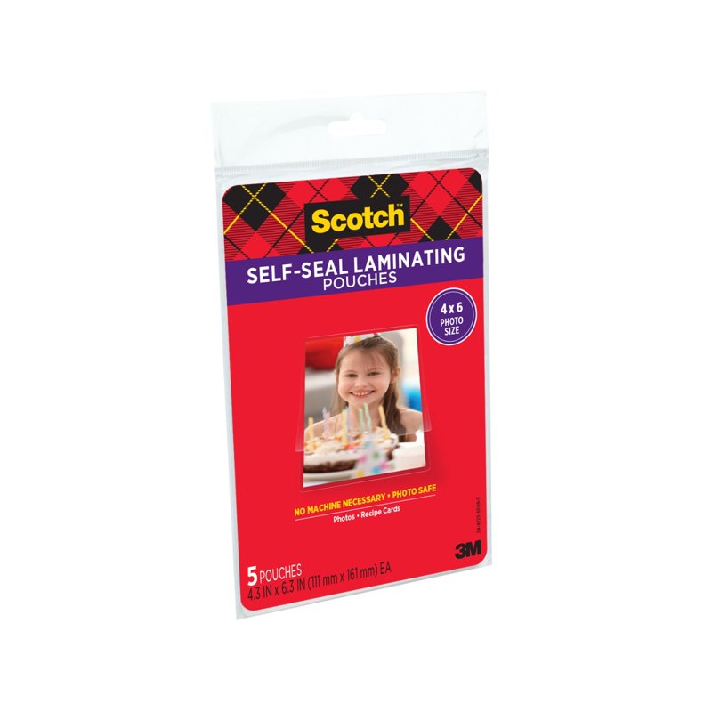 Self-Sealing Laminating Pouches 4x6 Inches Gloss Finish Pack of 5