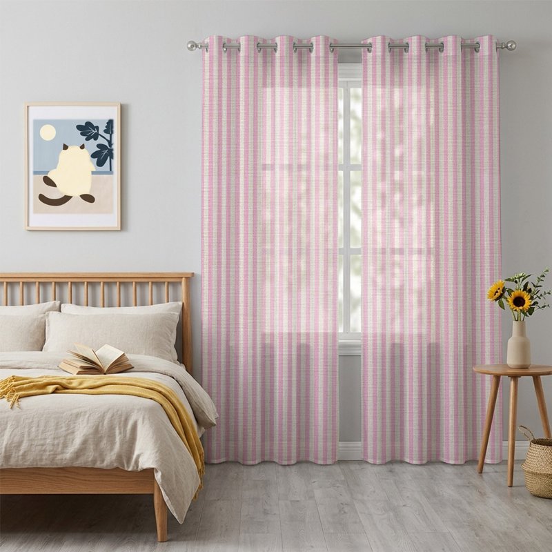 Light Filtering Sheer Curtains 72 Inch Long Grommet Panel for Living & Bedroom Windows