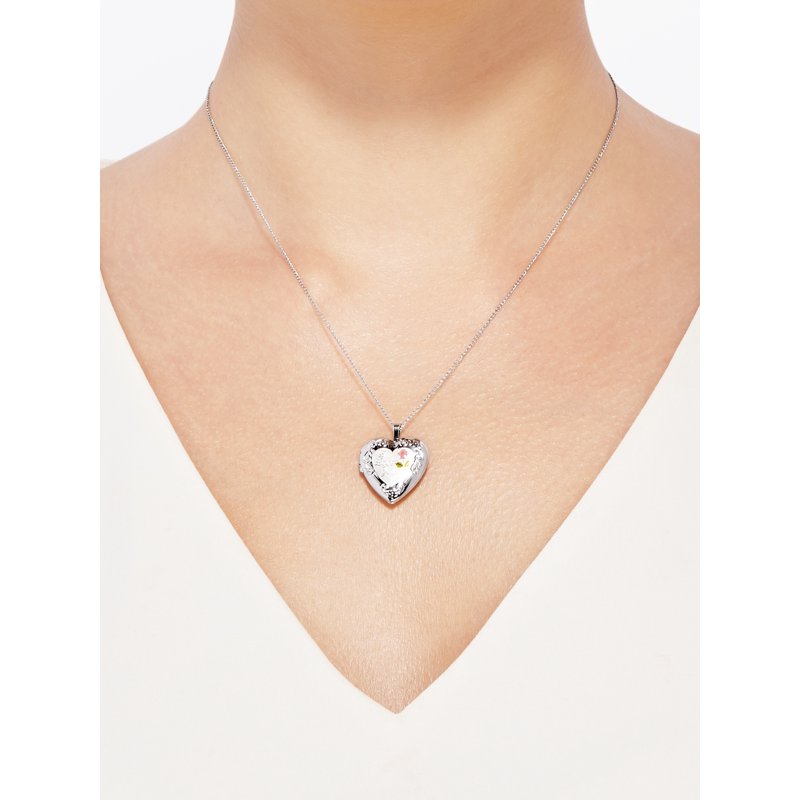 Sterling Silver Heart Locket Necklace with