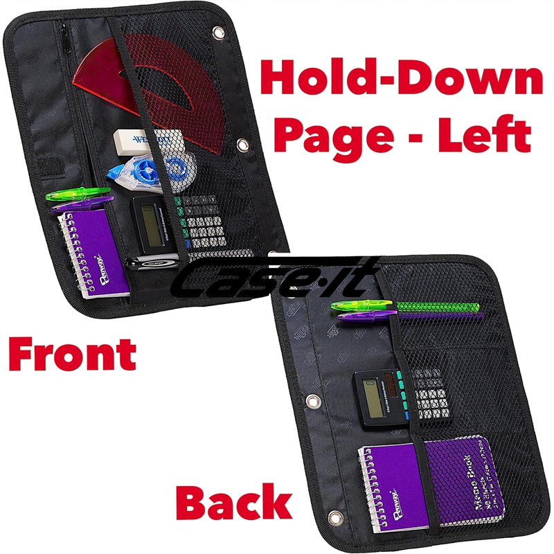 2-in-1 Zipper Binder with D-Rings, Pencil Pouch & Shoulder Strap - Multiple Colors