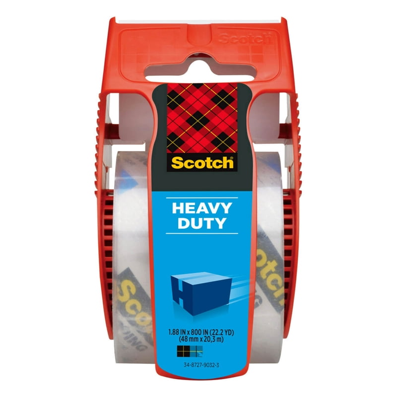 (3 Pack) Scotch Heavy Duty Shipping Packaging Tape Dispenser, Clear 1.88" x 27.7 yd