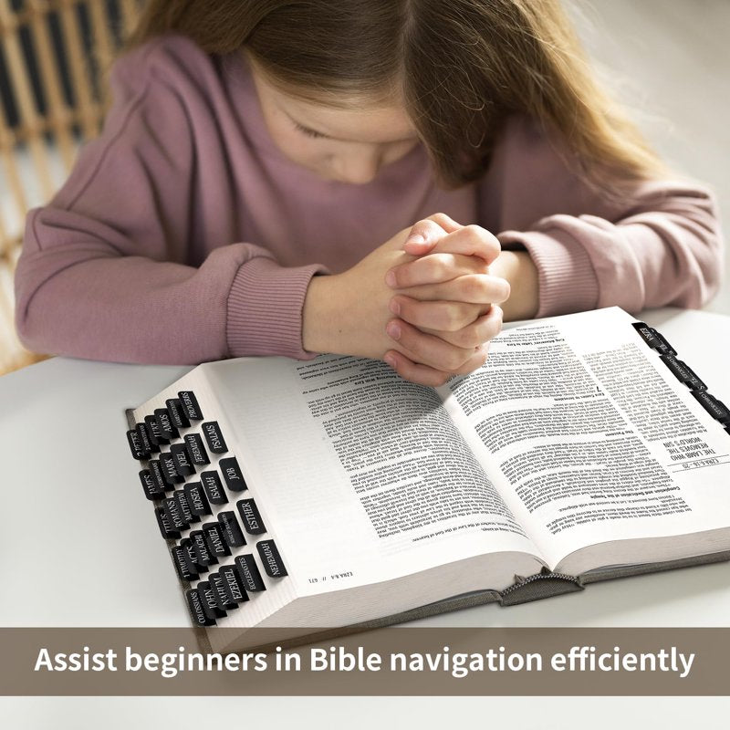 Bible Tabs for Study Bible - Large Print Repositionable Index Labels - Black