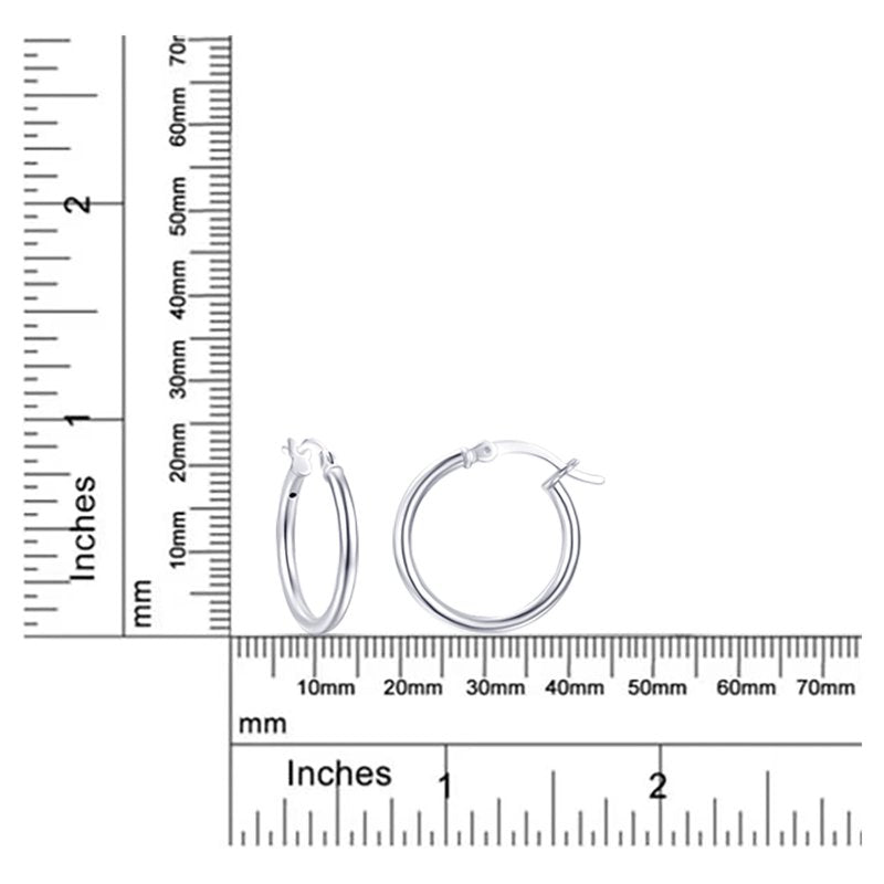 Sterling Silver Hoop Earrings with Click Top Closure - 15 & 20mm Duo Set