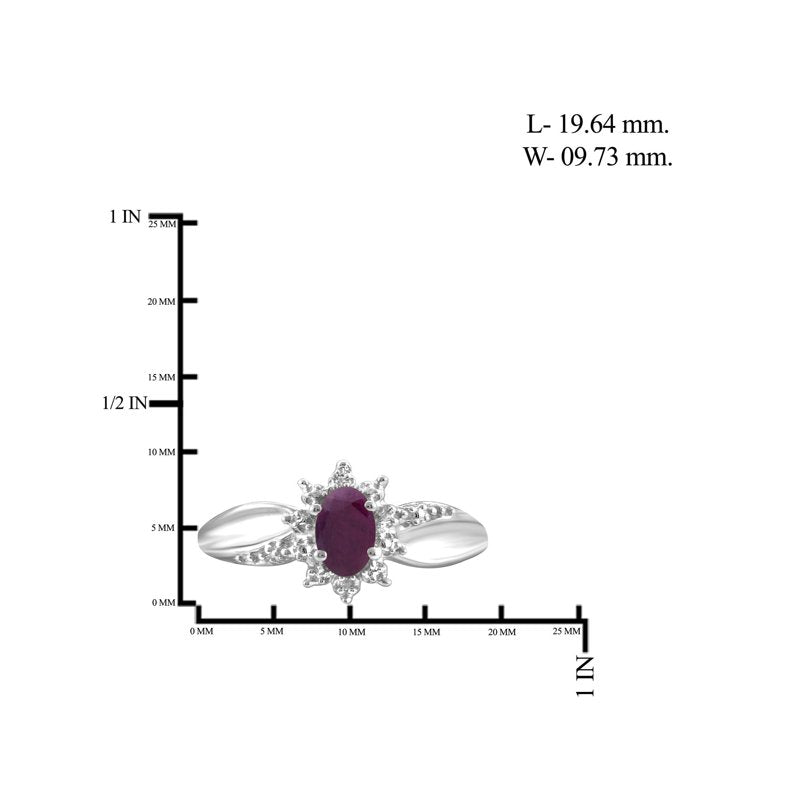 Genuine Ruby Birthstone Ring with White Diamonds & Sterling Silver - Hypoallergenic Jewelry for Women