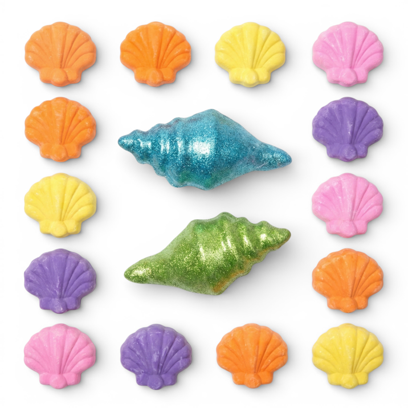 Kids Shell-Shaped Sidewalk Chalk Set - Beach Themed 14-Piece Outdoor Art