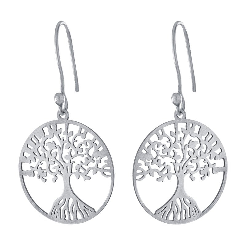 Sterling Silver Tree of Life Drop Earrings for Women - Handmade Jewelry