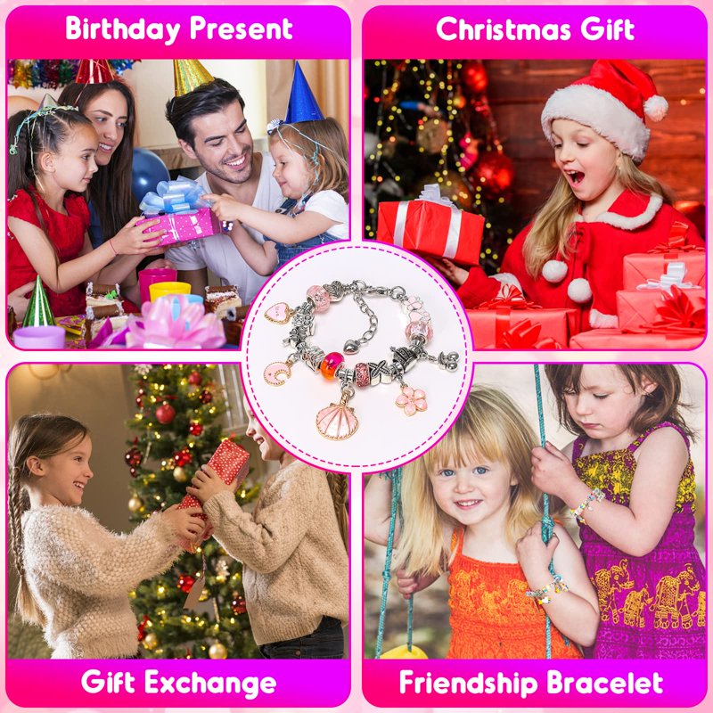 Kids Jewelry Making Kit for 5-12 Year Old Girls - DIY Charm Bracelets Set