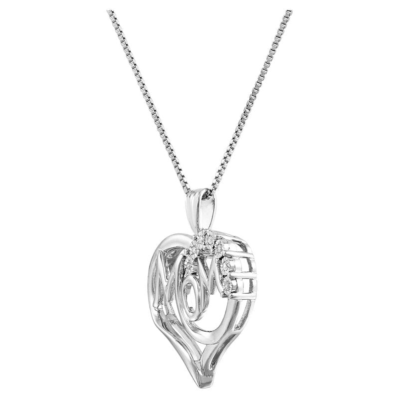 Natural Diamond Accent Heart Pendant Necklace in Sterling Silver - 18 Inch