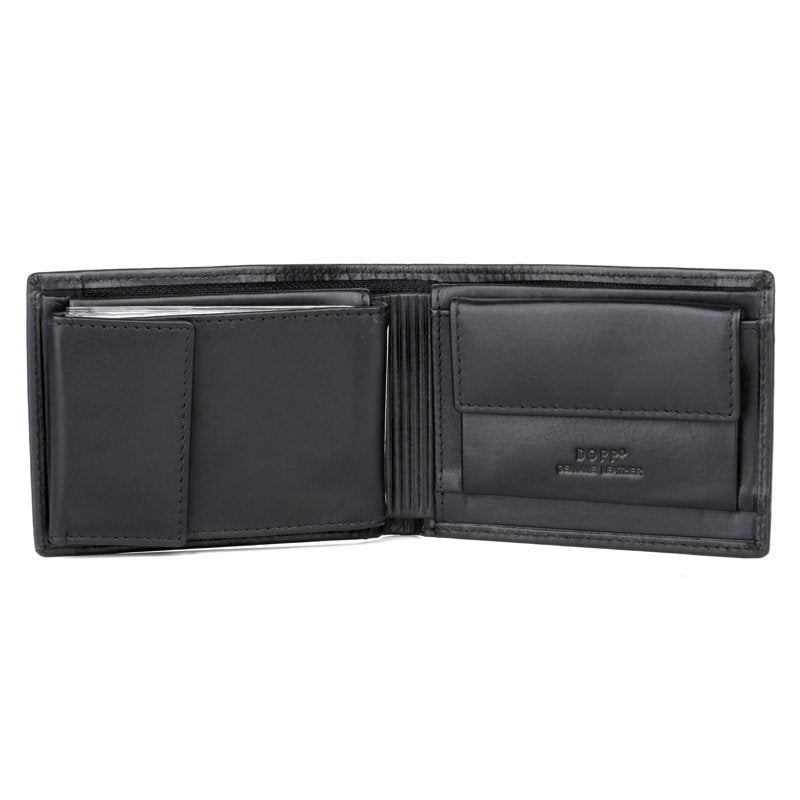 Men's Leather Regatta Convertible Billfold Wallet with Zip Coin Pocket - Black